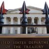 A sign marks the U.S Treasury Department in Washington, U.S., August 6, 2018. Photo Credit: Brian Snyder