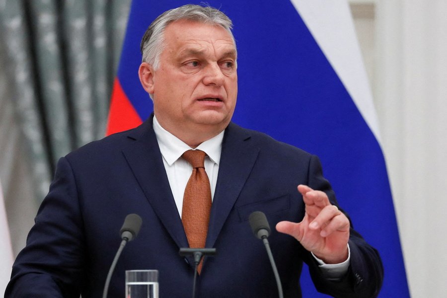 Hungarian Prime Minister Viktor Orban speaks during a news conference following talks with Russian President Vladimir Putin in Moscow, Russia. Photo Credit: Yuri Kochetkov