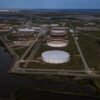 The Bryan Mound Strategic Petroleum Reserve, an oil storage facility, is seen in this aerial photograph over Freeport, Texas, U.S