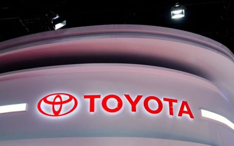 The Toyota logo is seen at its booth during a media day for the Auto Shanghai show in Shanghai, China April 19, 2021. REUTERS/Aly Song/File Photo