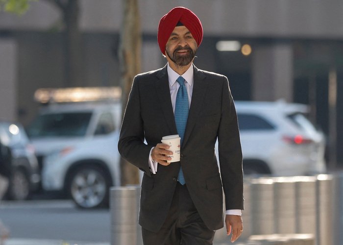 World Bank President Ajay Banga arrives for his first day of work at World Bank headquarters in Washington, U.S. June 2, 2023. REUTERS/Jonathan Ernst