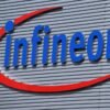 Infineon Technologies AG logo is seen during German Economy Minister Robert Habeck and Foreign Minister Annalena Baerbock's visit, in Dresden, Germany July 13, 2023. REUTERS/Annegret Hilse/File Photo