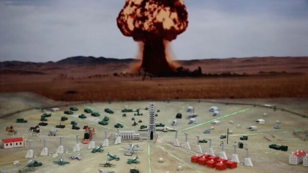 A view shows a model of a nuclear test at the museum of the Semipalatinsk Test Site, one of the main locations for nuclear testing in the Soviet Union, in the town of Kurchatov in the Abai Region, Kazakhstan November 7, 2023. REUTERS/Pavel Mikheyev