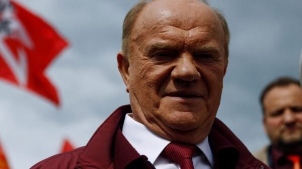 Head of the Russian Communist Party Gennady Zyuganov attends a gathering of the party members and supporters on the eve of Victory Day, marking the anniversary of the victory over Nazi Germany in World War Two, in Moscow, Russia May 8, 2023. REUTERS/Maxim Shemetov/File Photo