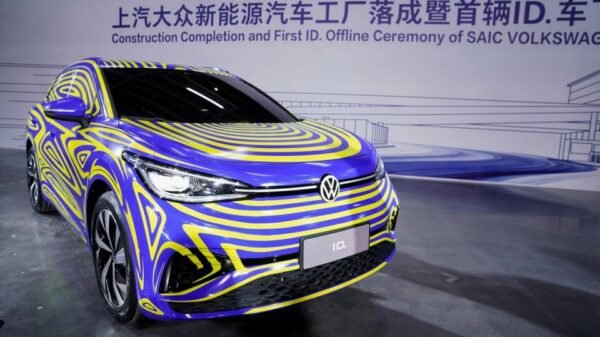 Volkswagen electric ID car is seen during a construction completion event of SAIC Volkswagen MEB electric vehicle plant in Shanghai, China November 8, 2019. REUTERS/Aly Song