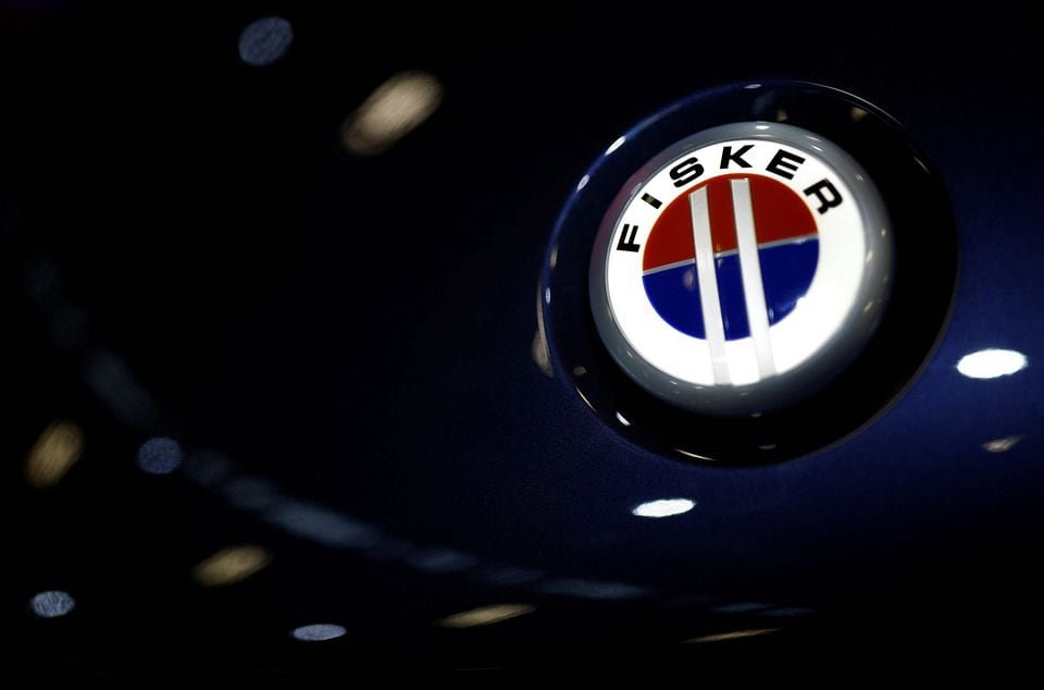 The logo of Fisker Automotive is pictured on a car at the 2022 Paris Auto Show in Paris, France, October 18, 2022. REUTERS/Stephane Mahe