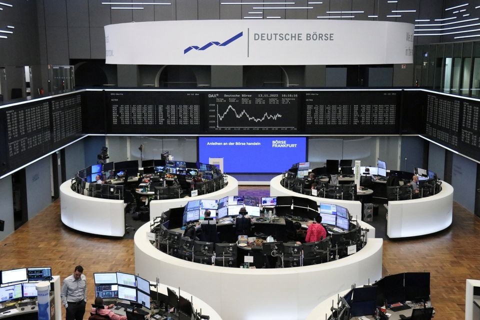 The German share price index DAX graph is pictured at the stock exchange in Frankfurt, Germany, November 13, 2023. REUTERS/Staff