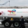 A TotalEnergies tanker truck with sustainable aviation fuel (SAF) is pictured during the 54th International Paris Airshow at Le Bourget Airport near Paris, France, June 19, 2023. REUTERS/Benoit Tessier/File Photo