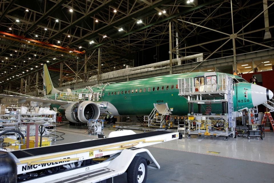 Boeing's 737 MAX-9 is pictured under construction at their production facility in Renton, Washington, U.S., February 13, 2017. REUTERS/Jason Redmond/File Photo