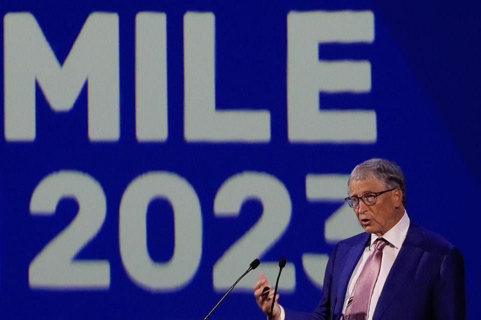 Co-founder of Microsoft, Bill Gates addresses Reaching the Last Mile Forum 2023, during the United Nations Climate Change Conference (COP28), in Dubai, United Arab Emirates, December 3, 2023. REUTERS/Thomas Mukoya