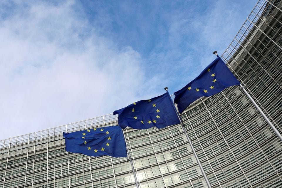 European Union flags fly outside the European Commission in Brussels, Belgium November 8, 2023. REUTERS/Yves Herman/File Photo