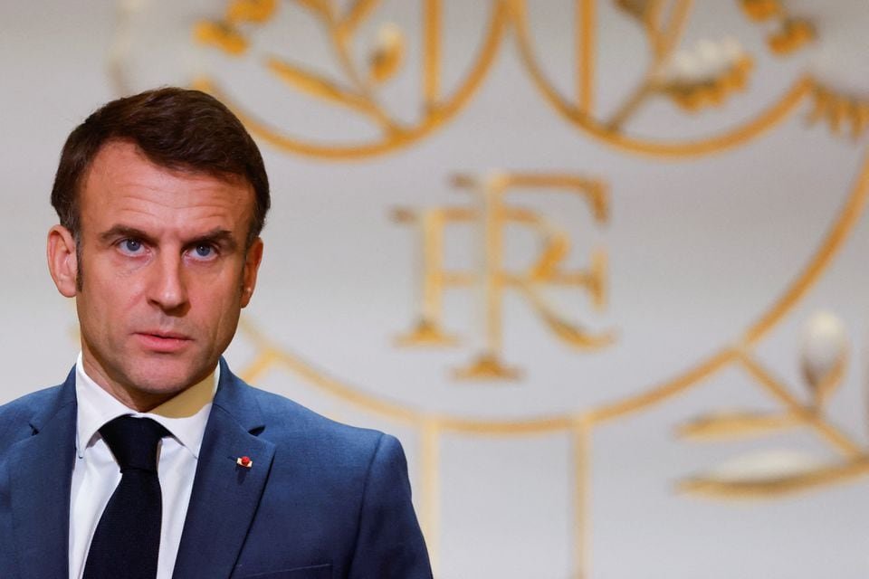 French President Emmanuel Macron speaks during a meeting with members of the research community about the vision of the future of the French research, at the Presidential Elysee Palace in Paris, France, on December 7, 2023. LUDOVIC MARIN/Pool via REUTERS/ FILE PHOTO