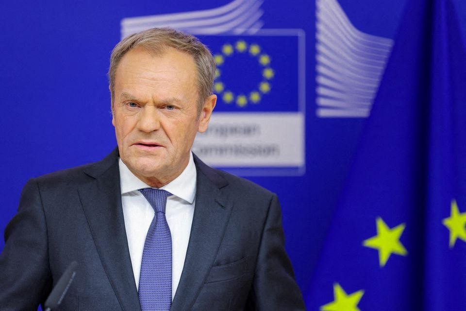 Polish politician Donald Tusk, leader of Civic Coalition (KO) and the opposition's candidate for future Prime Minister, looks on, on the day of his meeting with European Commission President Ursula von der Leyen in Brussels, Belgium October 25, 2023. REUTERS/Johanna Geron/FILE PHOTO