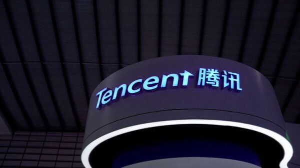 A Tencent sign is seen at the World Internet Conference (WIC) in Wuzhen, Zhejiang province, China, October 20, 2019. REUTERS/Aly Song/File Photo