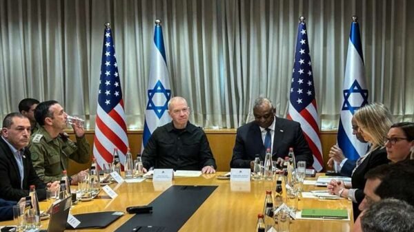 U.S. Secretary of Defense Lloyd Austin and Israeli Defense Minister Yoav Gallant meet, amid the ongoing conflict between Israel and the Palestinian Islamist group Hamas, in Tel Aviv, Israel December 18, 2023. REUTERS/Phil Stewart