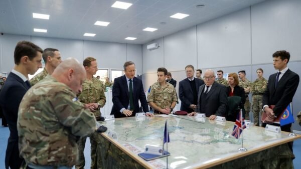 British Foreign Secretary David Cameron talks as he meets British troops, part of the NATO-led peacekeeping mission in Pristina, Kosovo January 4, 2024. REUTERS/Valdrin Xhemaj/Pool