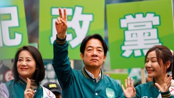 Lai Ching-te, Taiwan's vice president and the ruling Democratic Progressive Party's (DPP) presidential candidate gestures at an election campaign event in Taipei City, Taiwan January 3, 2024. REUTERS/Ann Wang