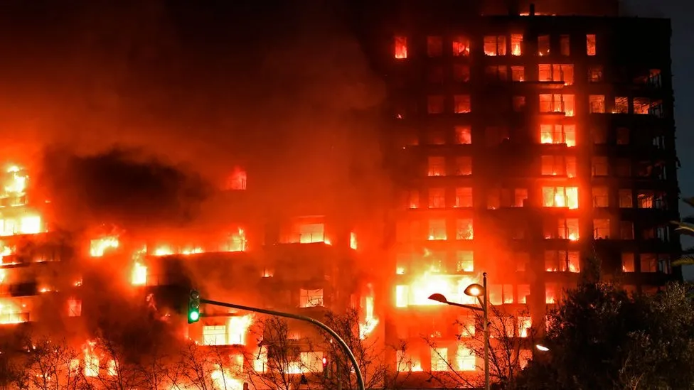 High-Rise Structure Devoured by Intense Flame